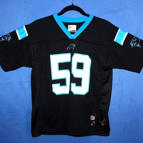 NFL Team Apparel Carolina Panthers Football Jersey Black Youth Large - Picture 4 of 9